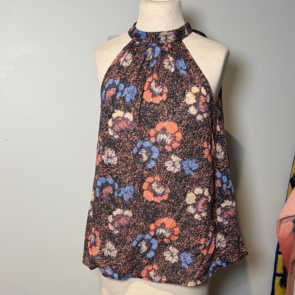 Cleobella Black Floral Halter Blouse
